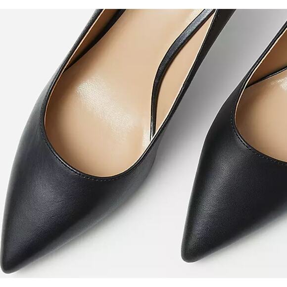 NWOB Ann Taylor Black Leather Heel Pump Pointed toe 7 - Picture 5 of 5